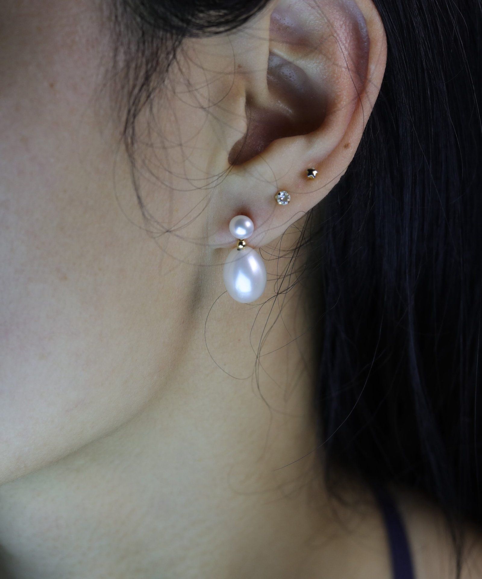 Elara Teardrop Pearl Studs - Image 2