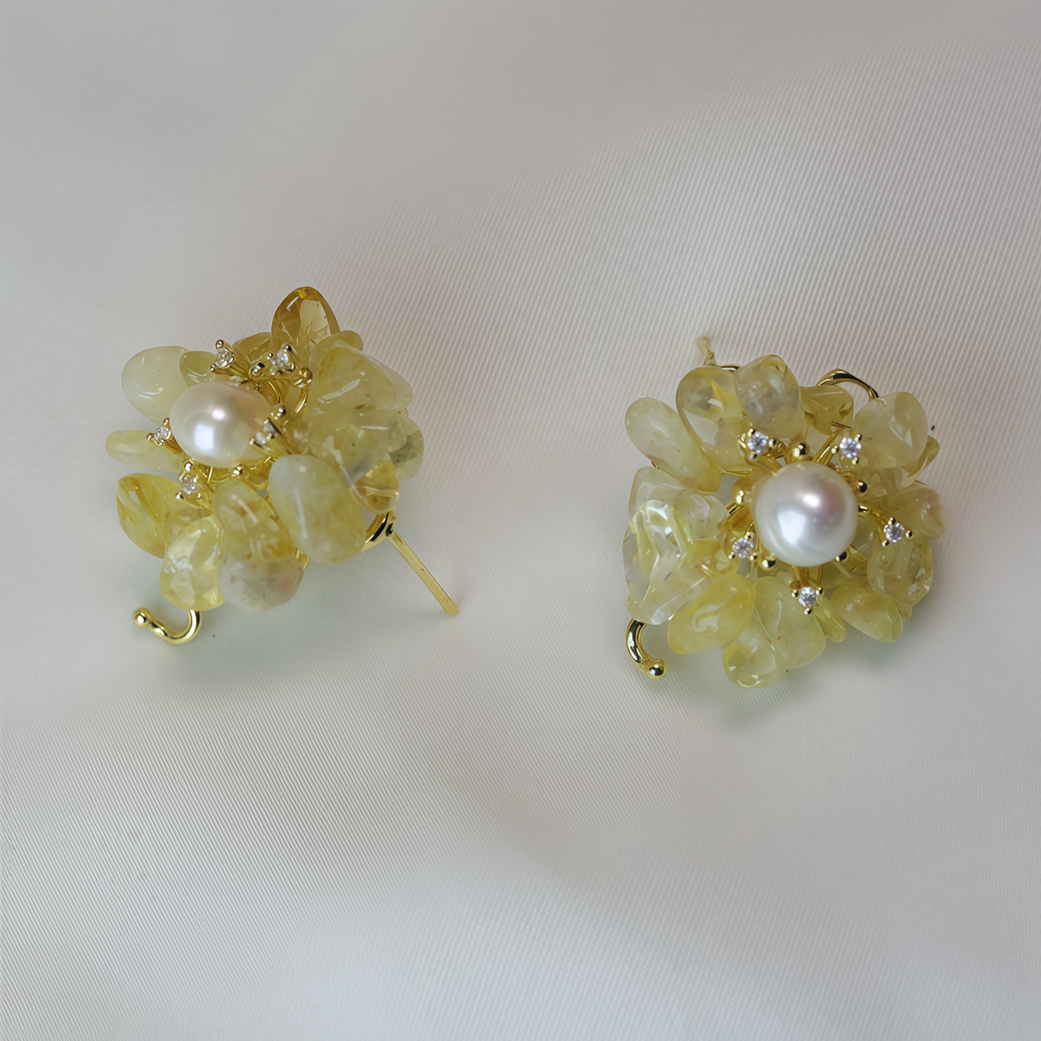 Citrine Bloom Pearl Earrings