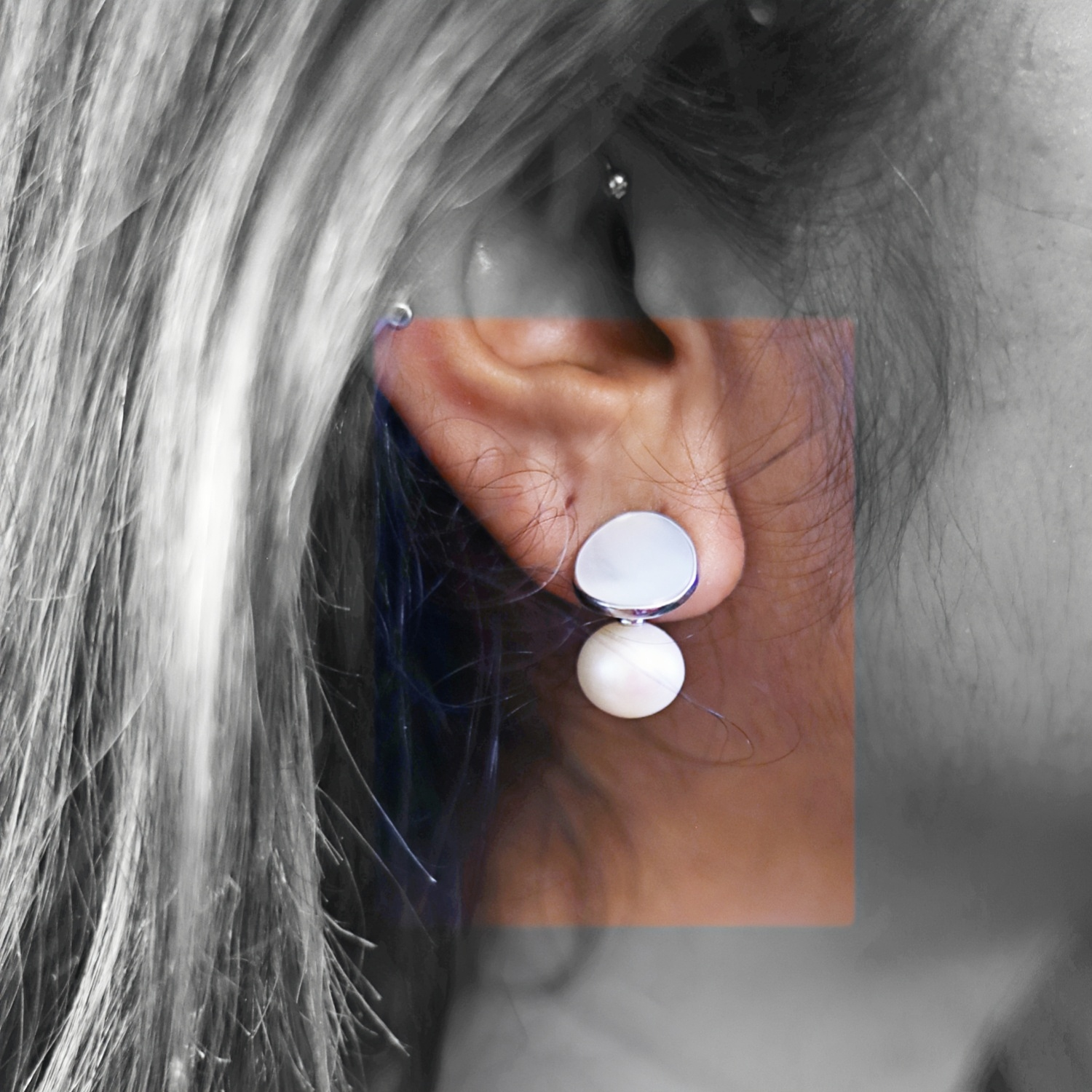 Luna Shell Pearl Studs